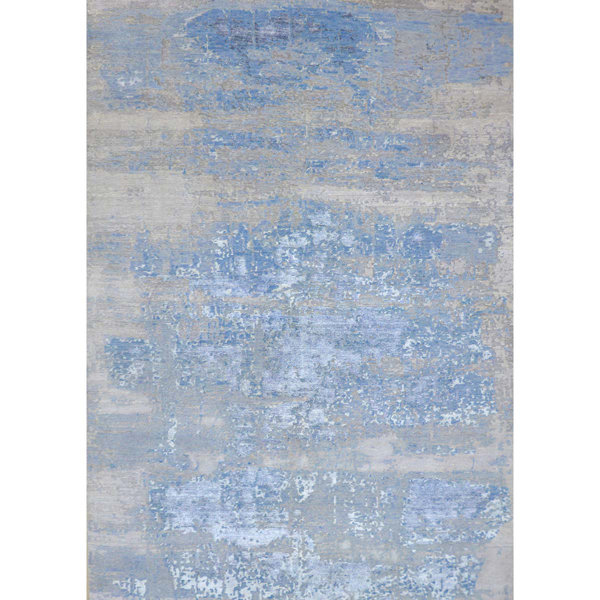 Bokara Rug Co., Inc. HandKnotted HighQuality Ivory and Blue Area Rug